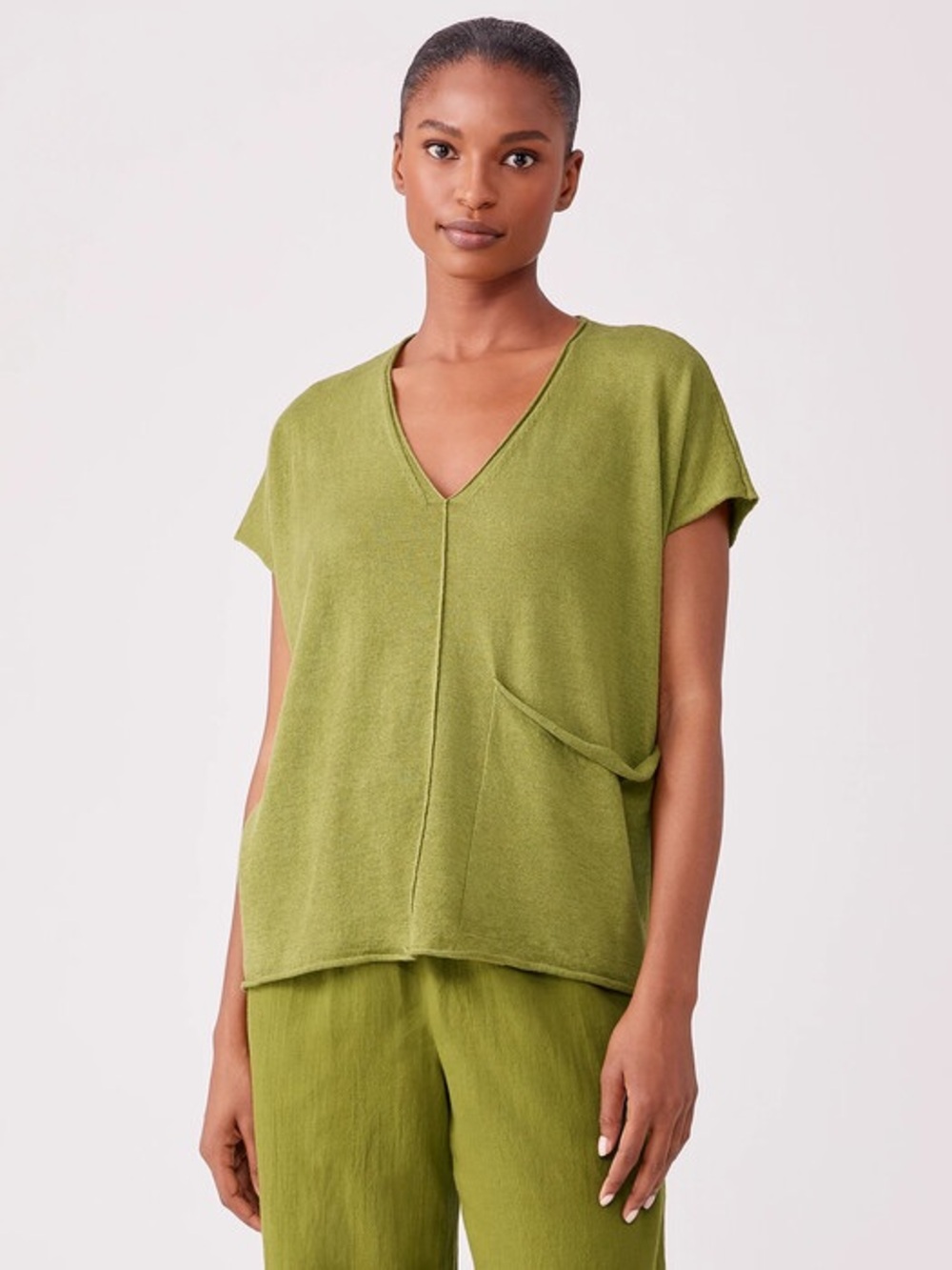 Eileen Fisher Organic Linen Cotton V-Neck Top Women’s Size XL